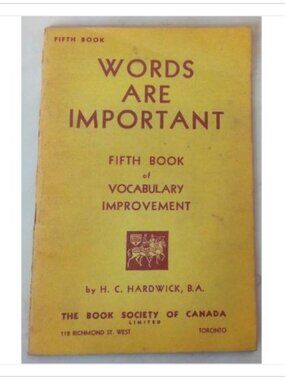 Words Are Important Fifth Book Vocabulary Improvement Canada 1954 PB